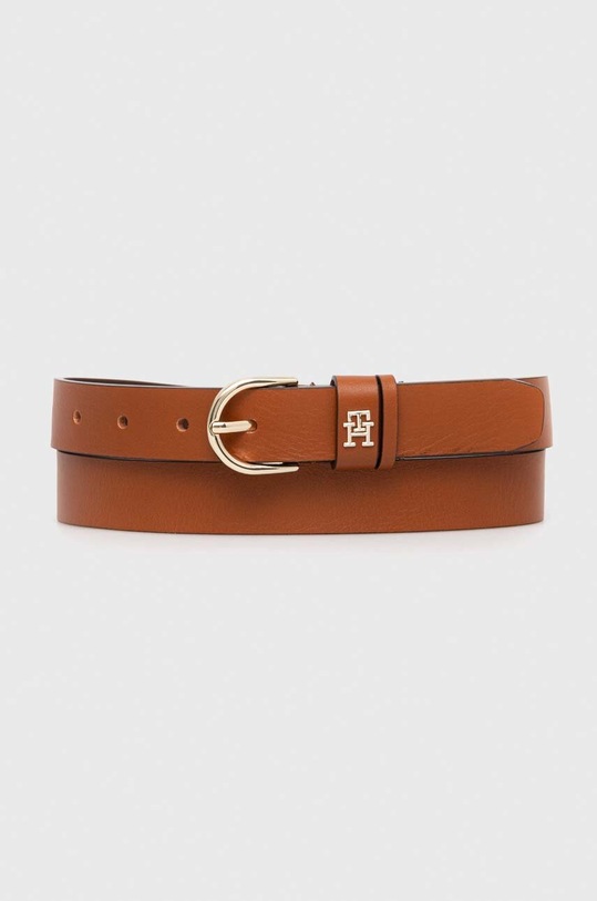 Tommy Hilfiger pasek skórzany brązowy AW0AW14939