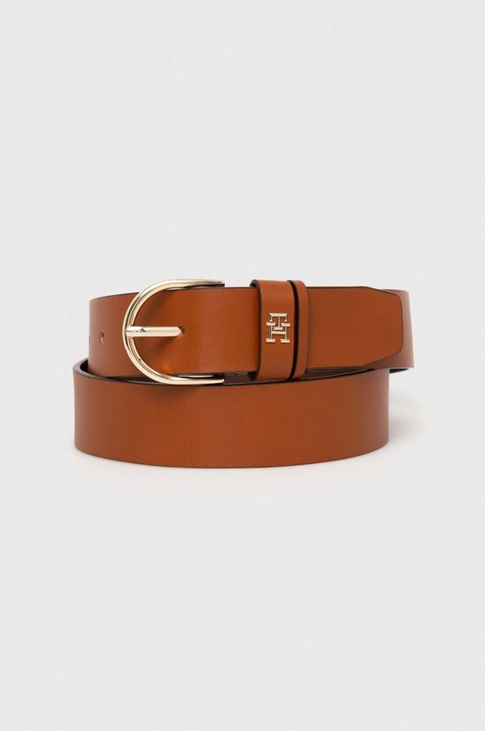 Tommy Hilfiger pasek skórzany brązowy AW0AW14941