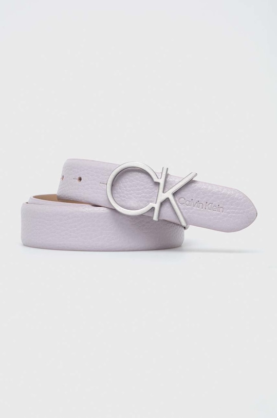Calvin Klein pasek skórzany fioletowy K60K610413