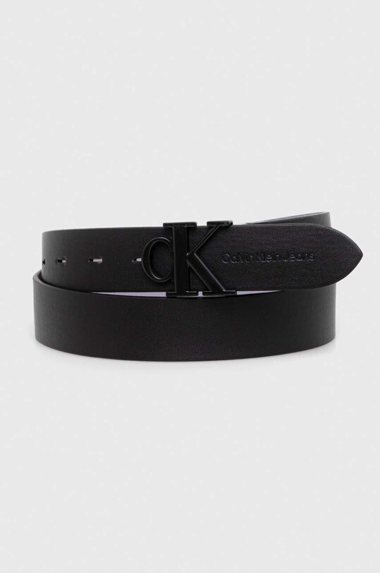 Колан с две лица Calvin Klein Jeans изкуствена кожа черен K60K610893