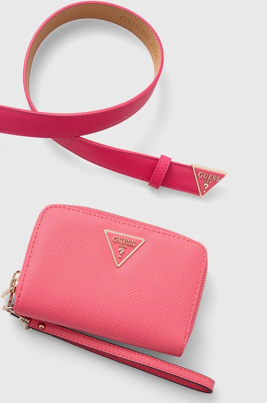 Guess portfel i pasek syntetyczny różowy GFBOXW.P3302