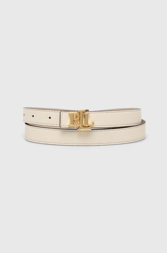 Lauren Ralph Lauren pasek skórzany dwustronny beżowy 412912038