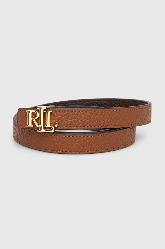 Lauren Ralph Lauren pasek skórzany dwustronny brązowy 412912038