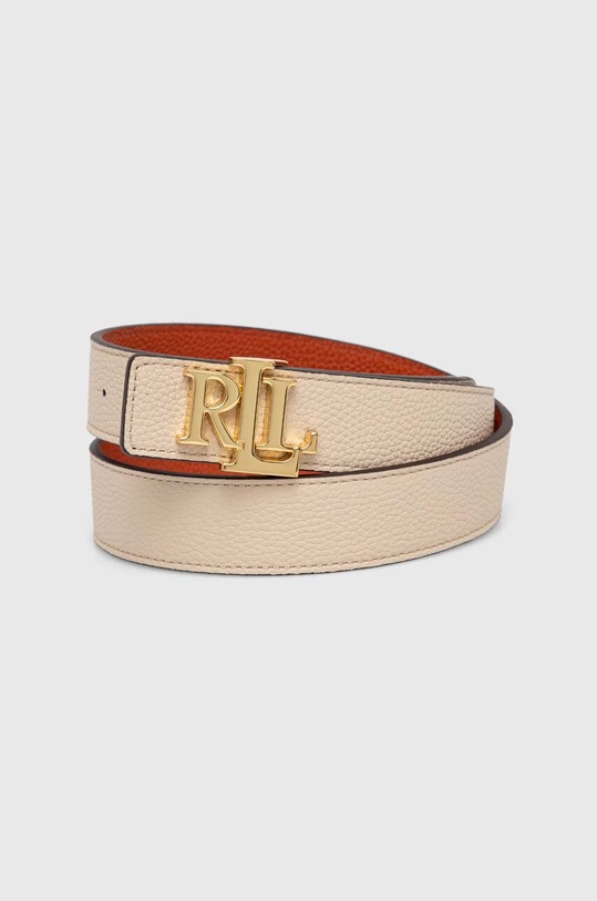 Oboustranný kožený pásek Lauren Ralph Lauren béžová 412912039