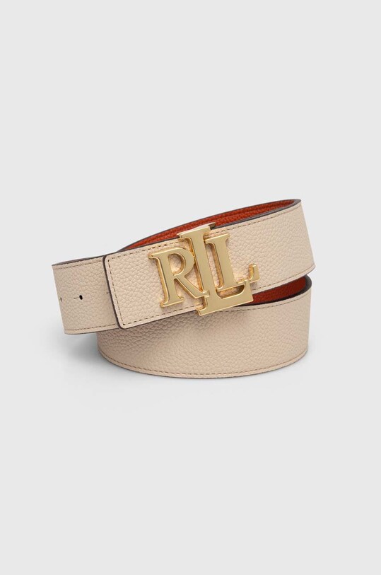 Lauren Ralph Lauren pasek skórzany dwustronny beżowy 412912040