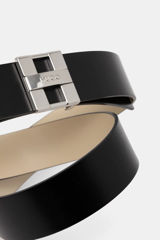 HUGO pasek skórzany dwustronny 50503448 czarny AW24