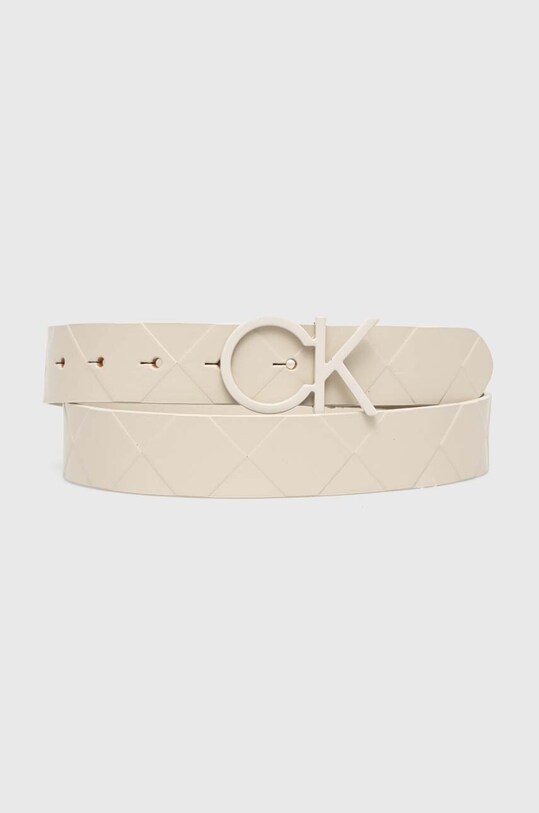 Calvin Klein pasek skórzany beżowy K60K611102