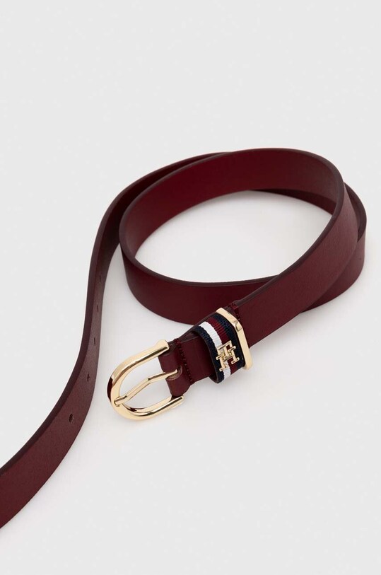 Tommy Hilfiger pasek skórzany AW0AW15376 bordowy AW23