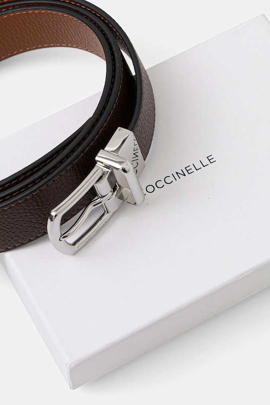 Obojstranný kožený opasok Coccinelle hnedá E3.MUK.81.06.01