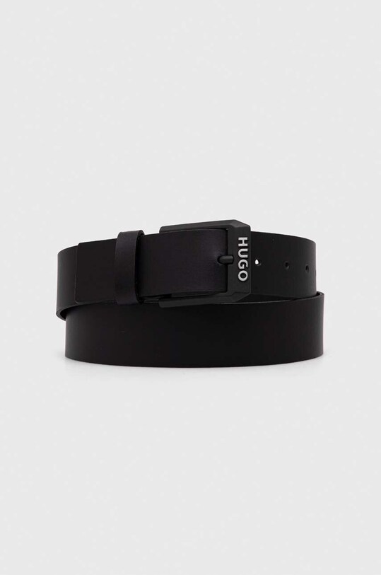 Шкіряний ремінь HUGO чорний 50503404