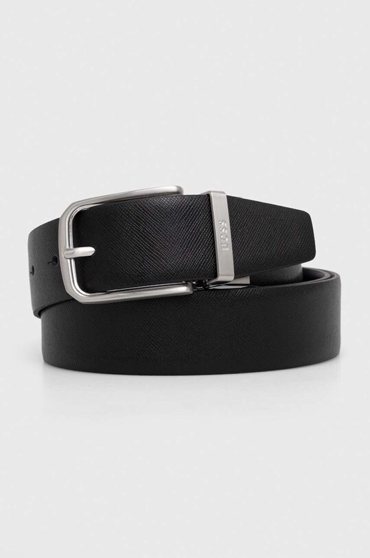 BOSS curea din piele cu catarame detasabile negru 50503349
