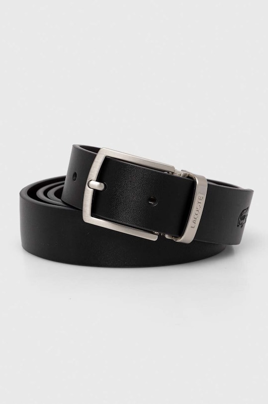 Шкіряний ремінь зі змінними клямрами Lacoste чорний RC4060