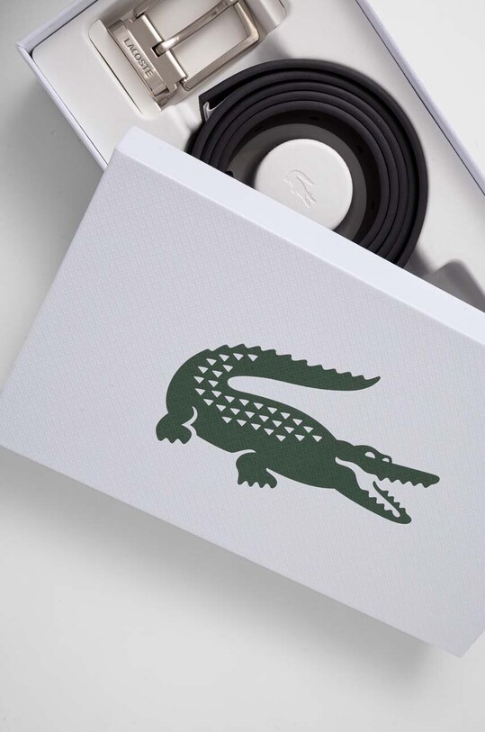 Кожен колан с отделящи се катарами Lacoste RC4060 черен AW23