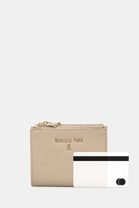 Δερμάτινο πορτοφόλι Patrizia Pepe CQ8732.L001 μπεζ
