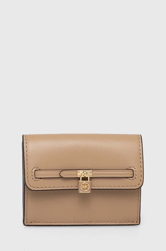 Шкіряний гаманець MICHAEL Michael Kors лицьова шкіра бежевий 34F3G9HD5L