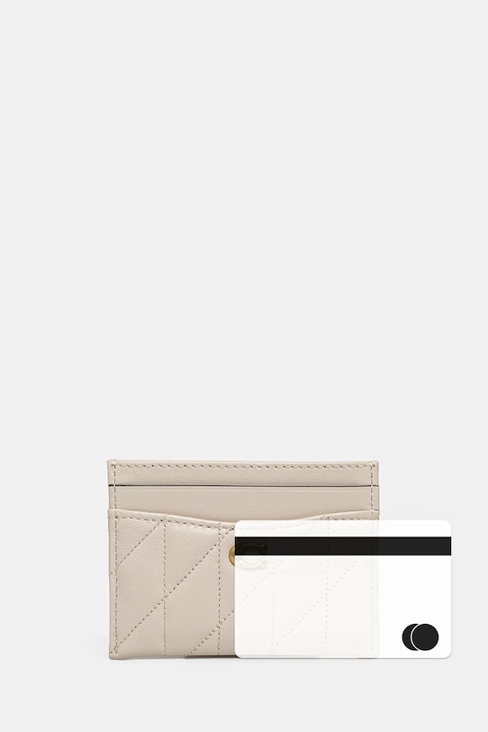 Accesorii Coach carcasa din piele Essential Card Case CM434 bej