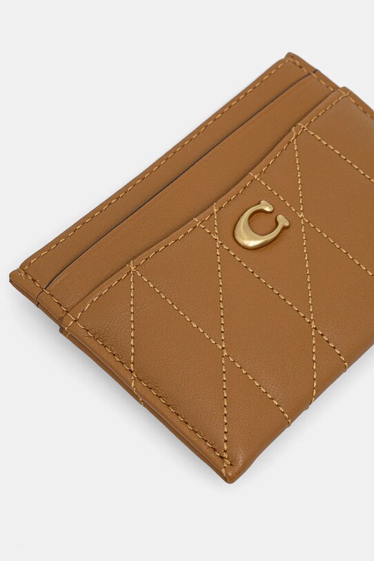 Кожаный чехол на карты Coach Essential Card Case CM434 бежевый AA00