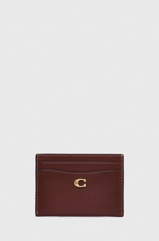 Кожен калъф за карти Coach Essential Card Case калъф за карти бордо CM435