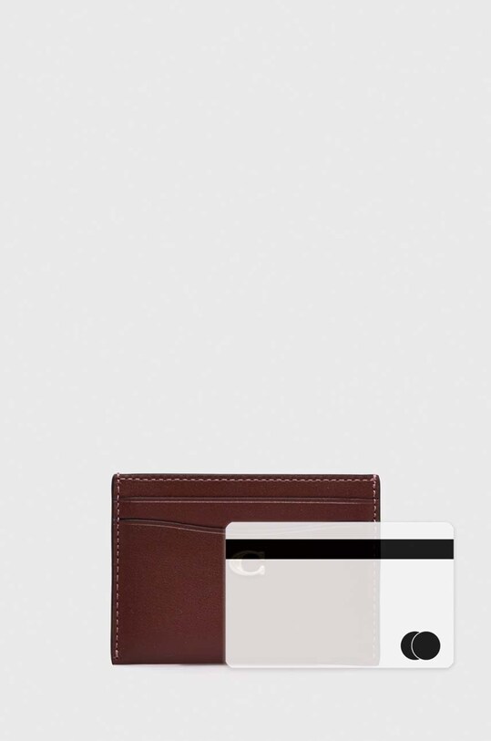 Akcesoria Coach etui na karty skórzane Essential Card Case CM435 bordowy