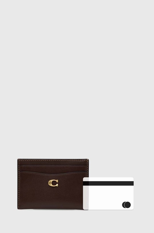 Kožené pouzdro na karty Coach Essential Card Case hnědá CM435