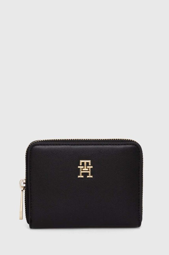 Denarnica Tommy Hilfiger Imitacija zrnatega usnja črna AW0AW15259