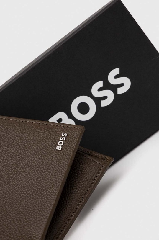 BOSS portfel skórzany zielony 50499270