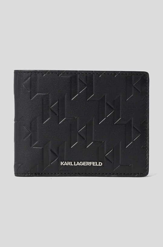 Karl Lagerfeld portfel skórzany skóra licowa czarny 235M3261