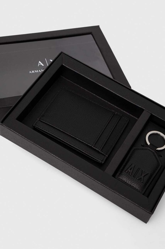 Armani Exchange etui na karty skórzane i brelok skóra licowa czarny 958510.3F892