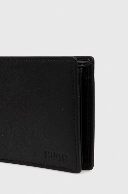 Кожаные кошелёк и чехол для карт HUGO 50504041 чёрный AW23