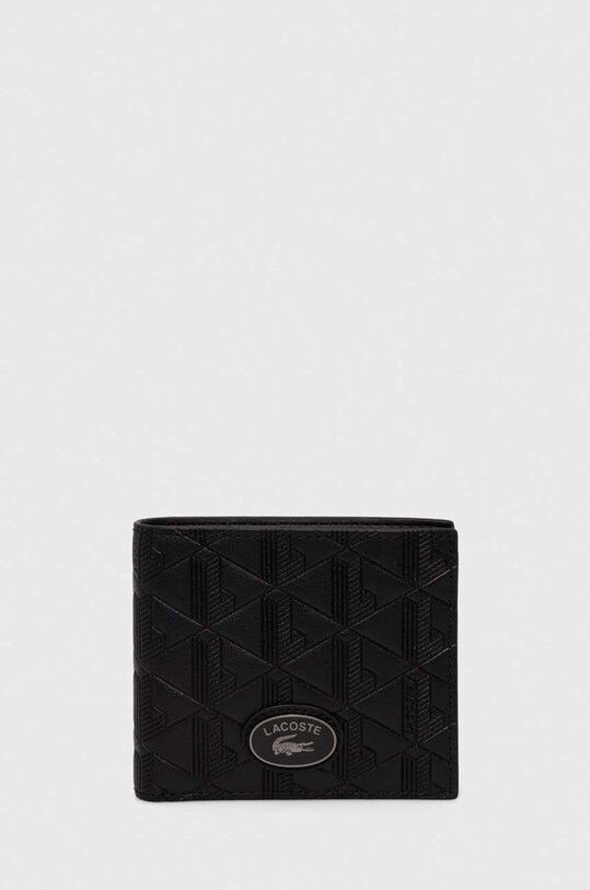 Шкіряний гаманець Lacoste лицьова шкіра чорний NH4400MR