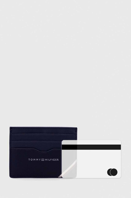 Usnjen etui za kartice Tommy Hilfiger mornarsko modra AM0AM11583