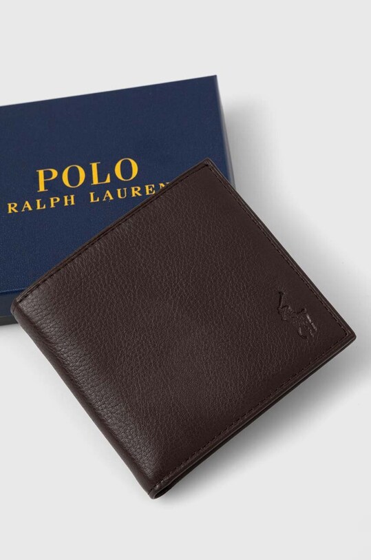 Кожаный кошелек Polo Ralph Lauren коричневый 405914235