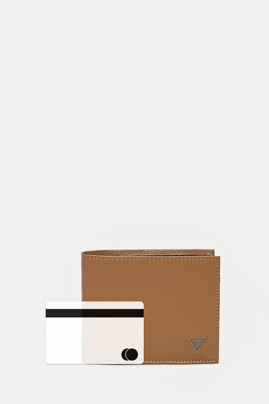 Guess portofel de piele SMCSLE.LEA20 bej