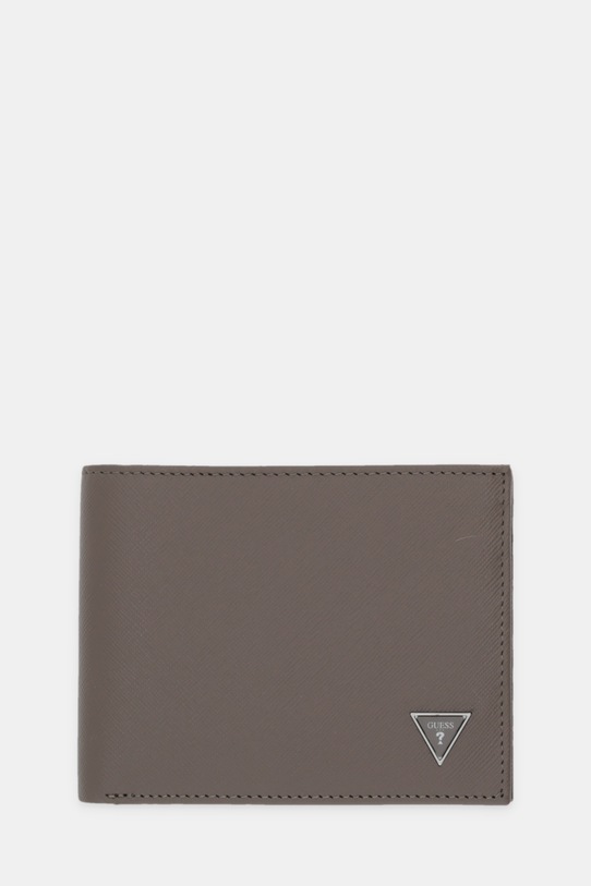 Guess portfel skórzany skóra licowa brązowy SMCSLE.LEA20