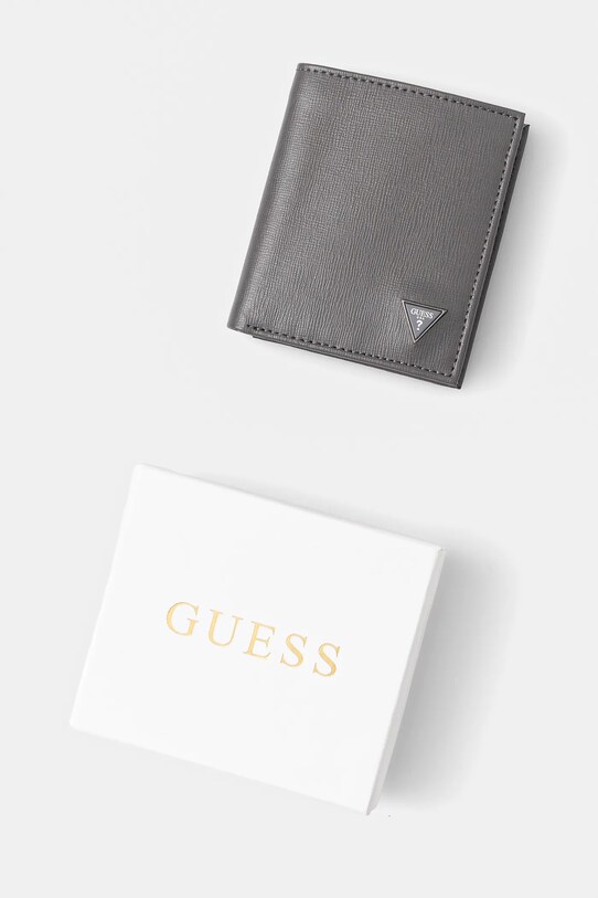 Δερμάτινο πορτοφόλι Guess γκρί SMCSLE.LEA22