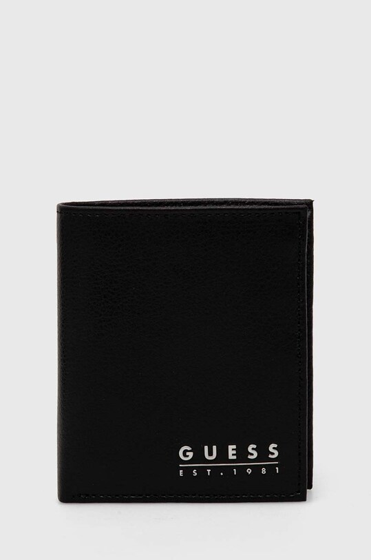 Δερμάτινο πορτοφόλι Guess λείο δέρμα μαύρο SMFIDA.LEA22