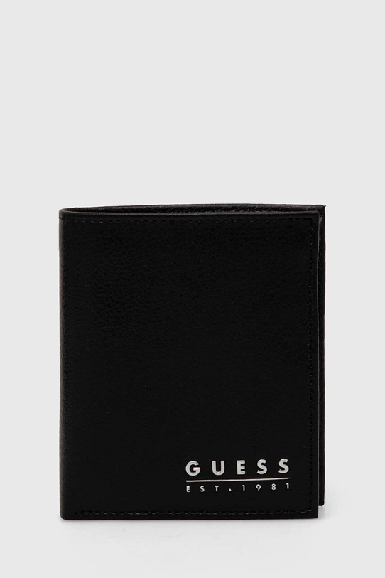 Шкіряний гаманець Guess лицьова шкіра чорний SMFIDA.LEA22