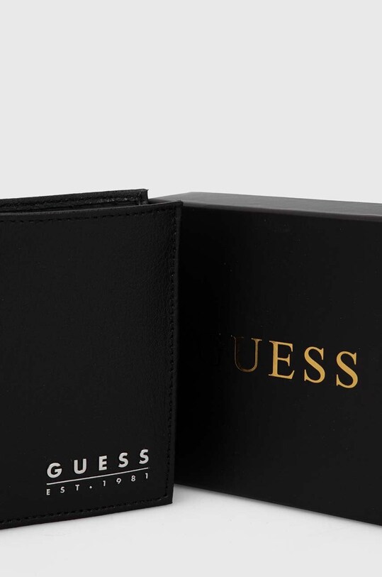 Guess portfel skórzany SMFIDA.LEA22 czarny