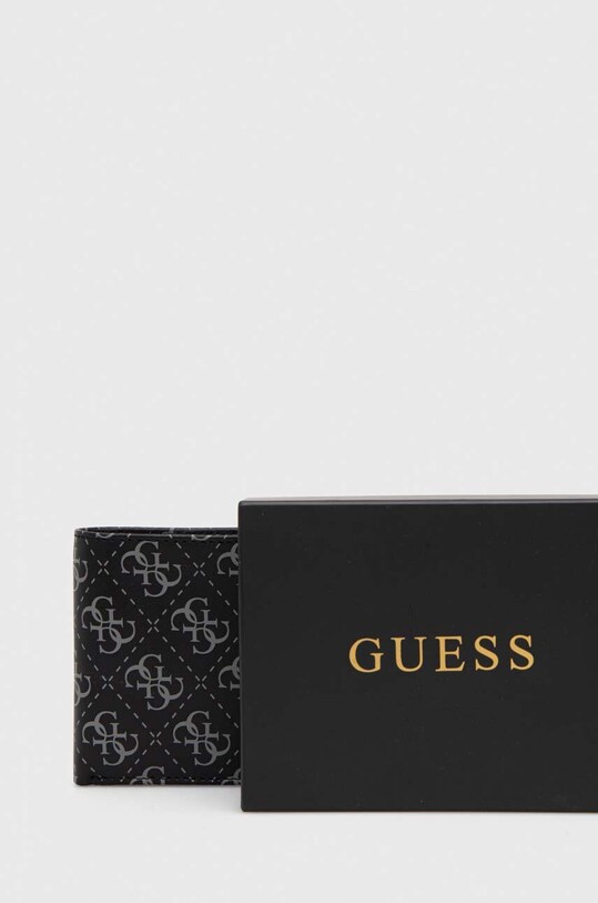 Guess portofel de piele SMVELE.LEA20 negru