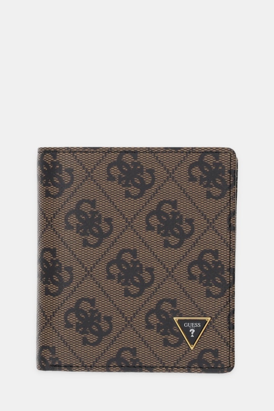 Guess portfel skórzany skóra licowa brązowy SMVELE.LEA22