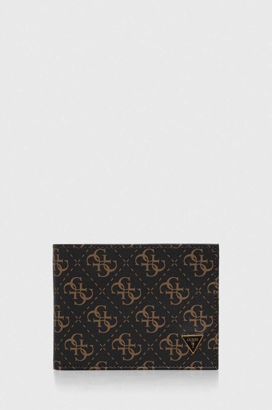 Δερμάτινο πορτοφόλι Guess λείο δέρμα καφέ SMVELE.LEA27