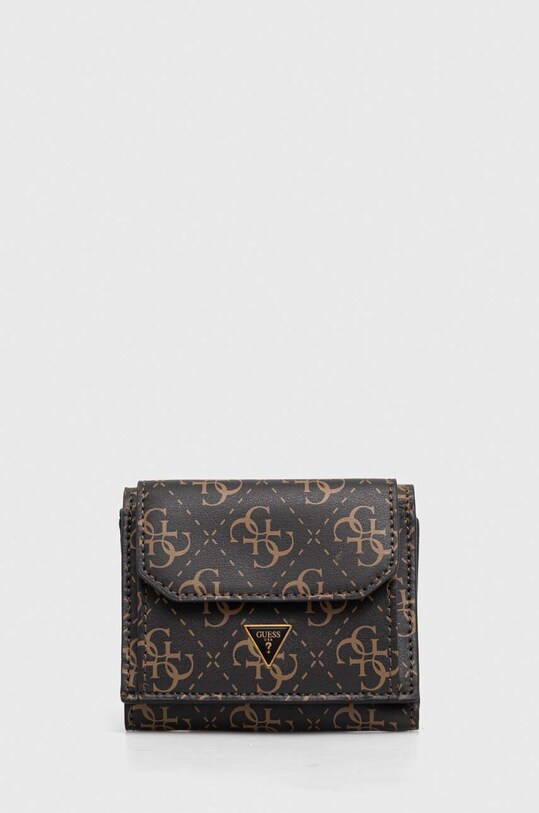 Δερμάτινο πορτοφόλι Guess λείο δέρμα καφέ SMVELE.LEA37