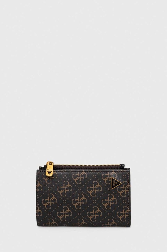 Δερμάτινο πορτοφόλι Guess λείο δέρμα καφέ SMVELE.LEA78