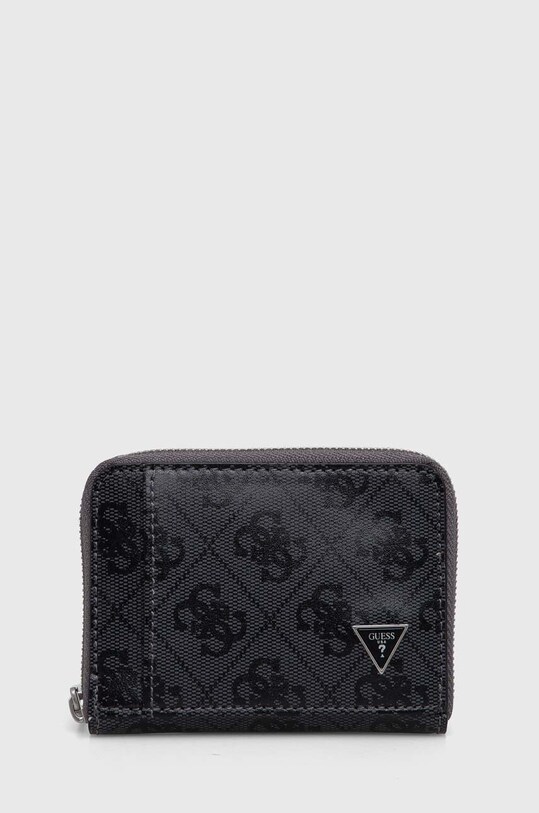 Δερμάτινο πορτοφόλι Guess λείο δέρμα γκρί SMVELE.LEA86