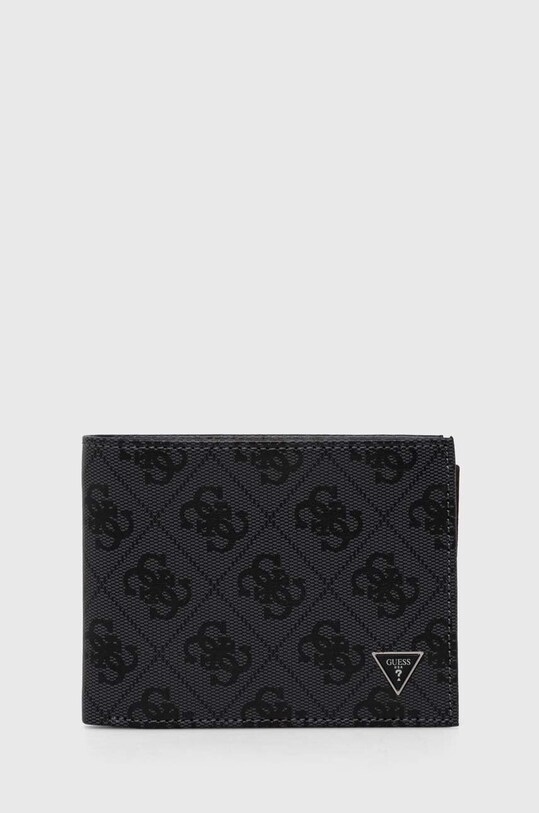 Δερμάτινο πορτοφόλι Guess λείο δέρμα γκρί SMVELE.LEA24