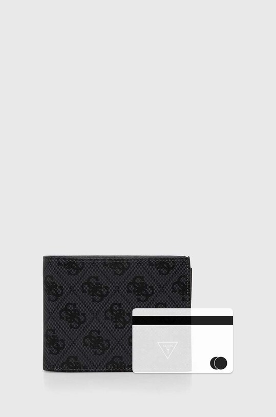 Δερμάτινο πορτοφόλι Guess SMVELE.LEA24 γκρί