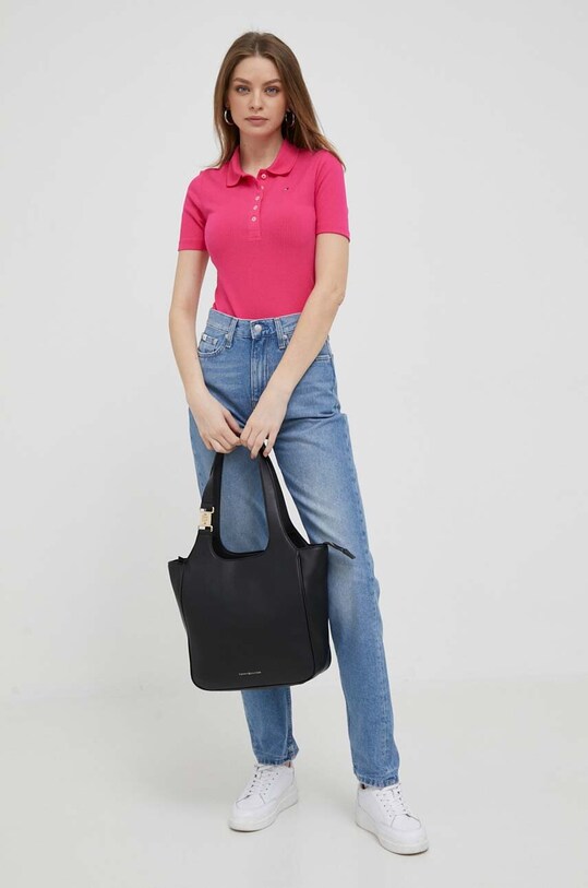 Πόλο Tommy Hilfiger WW0WW38832 ροζ SS24