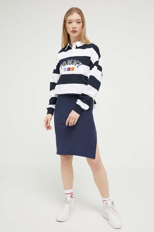 Tommy Jeans longsleeve bawełniany DW0DW15845 granatowy AW23