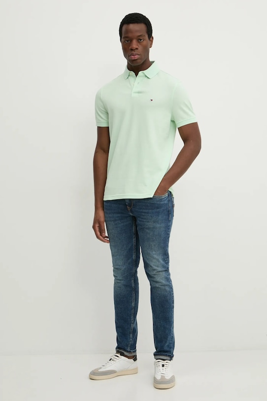 Tommy Hilfiger tricou polo MW0MW17770 verde SS25