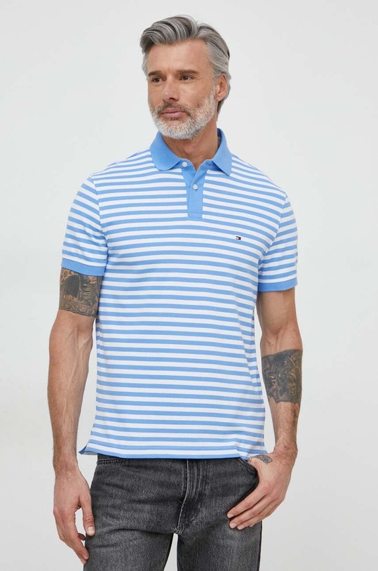 Tommy Hilfiger polo z elastanem niebieski MW0MW17770